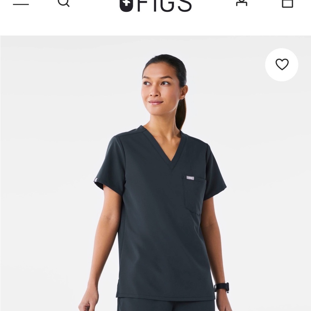 Figs Women's Short-Sleeve V-Neck Top in Dark Harbor